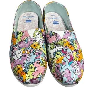 NWOT TOMS x My Little Pony Shoes Kawaii Nostalgia Slip Ons Kidcore Size 9.5